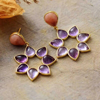 Boucle d'oreille Fleur en Améthyste