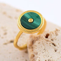 Bague Circulaire en Malachite, Apatite ou Coquille