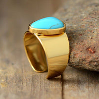 Bague Triangle en Turquoise, Améthyste ou Lapi Lazuli