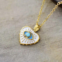 Collier Cœur en Acier Inoxydable et Pierre Turquoise