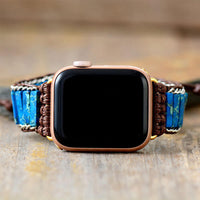 Bracelet Apple Watch Style Bohémien en Jaspe Bleu