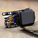 Bracelet Apple Watch Noir en Labradorite