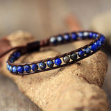 Bracelet Cuir Enroulé 1 Brin en Lapis-lazuli