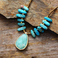 Collier en jaspe, Amazonite et Perles de rocaille