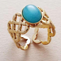 Bague Acier Inoxydable avec pierre en Rhodonite, Lapis Lazuli, Turquoise, Amazonite