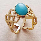 Bague Acier Inoxydable avec pierre en Rhodonite, Lapis Lazuli, Turquoise, Amazonite