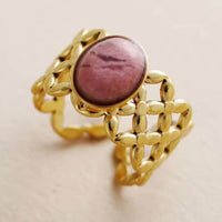Bague Acier Inoxydable avec pierre en Rhodonite, Lapis Lazuli, Turquoise, Amazonite