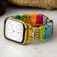 Bracelet Apple Watch Fleur, Charka en Jaspe (38-41mm)