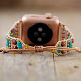 Bracelet Apple Watch Réglable en Jaspe et Turquoise (38-41mm)
