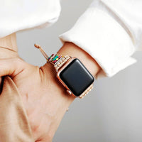 Bracelet Apple Watch Réglable en Jaspe et Turquoise (38-41mm)