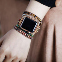 Bracelet Apple Watch Style Boho en Œil de Tigre (38-41mm)