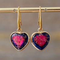 Boucles d'oreilles en Forme de cœur en Turquoise, Jaspe, Lapis Lazuli