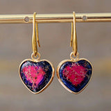 Boucles d'oreilles en Forme de cœur en Turquoise, Jaspe, Lapis Lazuli