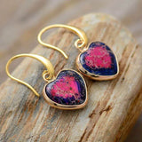 Boucles d'oreilles en Forme de cœur en Turquoise, Jaspe, Lapis Lazuli