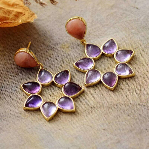 Boucle d'oreille Fleur en Améthyste
