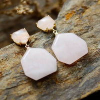 Boucle d'oreille Heptagone en Rhodonite, Quartz