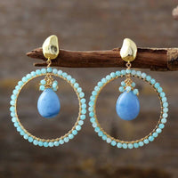 Boucle d'oreille Ethnique en Amazonite, Quartz
