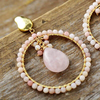 Boucle d'oreille Ethnique en Amazonite, Quartz