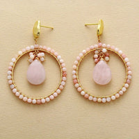 Boucle d'oreille Ethnique en Amazonite, Quartz