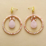 Boucle d'oreille Ethnique en Amazonite, Quartz