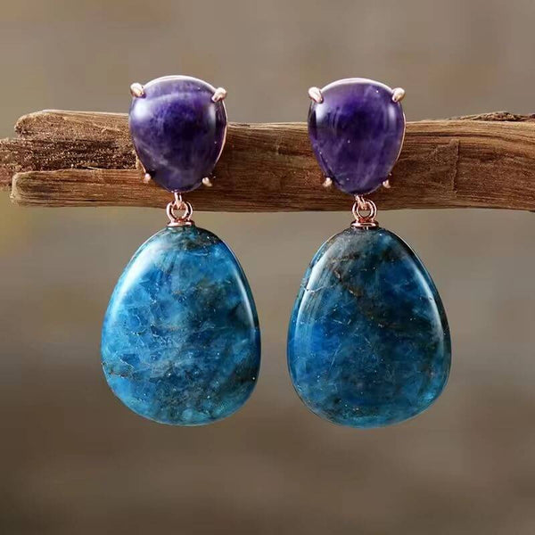Boucle d'oreille Goutte d'Eau en Apatite