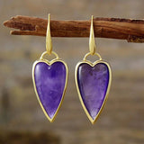 Boucle d'oreille Cœur en Aventurine, Améthyste, Labradorite, Lapis Lazuli,  Œil de Tigre, Quartz Rose