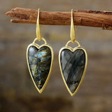 Boucle d'oreille Cœur en Aventurine, Améthyste, Labradorite, Lapis Lazuli,  Œil de Tigre, Quartz Rose
