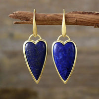 Boucle d'oreille Cœur en Aventurine, Améthyste, Labradorite, Lapis Lazuli,  Œil de Tigre, Quartz Rose
