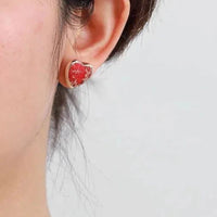 Boucle d'oreille Cœur en Jaspe Rouge