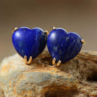 Boucle d'oreille Cœur en Améthyste, Labradorite, Lapis Lazuli