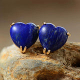 Boucle d'oreille Cœur en Améthyste, Labradorite, Lapis Lazuli