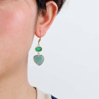 Boucle d'oreille Cœur en Amazonite et Quartz