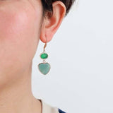 Boucle d'oreille Cœur en Amazonite et Quartz