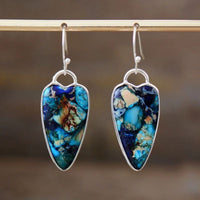 Boucle d'oreille Cœur en Jaspe Bleu, Rouge