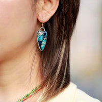 Boucle d'oreille Cœur en Jaspe Bleu, Rouge