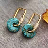 Boucle d'oreille Anneau en Turquoise, Lapis Lazuli, Améthyste