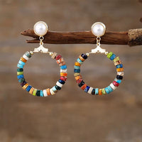 Boucle d'oreille Soleil en Jaspe, Améthyste, Lapis Lazuli, Turquoise