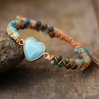 Bracelet Tressé en Perles d'Onyx Bleu