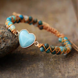 Bracelet Tressé en Perles d'Onyx Bleu
