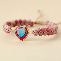 Bracelet Tressé en Rhodonite