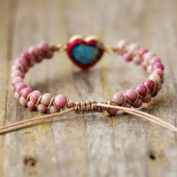Bracelet Tressé en Rhodonite