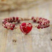 Bracelet Tressé en Jaspe Rouge