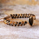 Bracelet Tressé en Œil de Tigre, Onyx