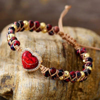 Bracelet Tressé en Jaspe Rouge, Vert, Bleu