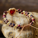 Bracelet Tressé en Jaspe Rouge, Vert, Bleu