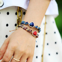 Bracelet Tressé en Jaspe Rouge, Vert, Bleu