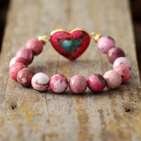 Bracelet Elastique en Jaspe Imperial et Rhodonite