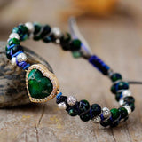 Bracelet Tressé en Jaspe Rouge, Vert, Bleu