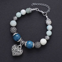 Bracelet Cœur en Amazonite, Pierre de Lave