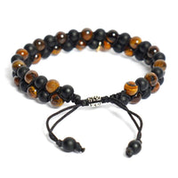 Bracelet Tressé Onyx Noir, Agate et Œil du Tigre